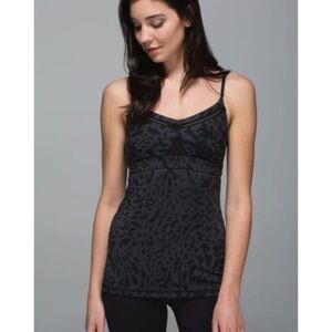Lululemon Just Breathe Tank Black Gray Animal Print Size 6